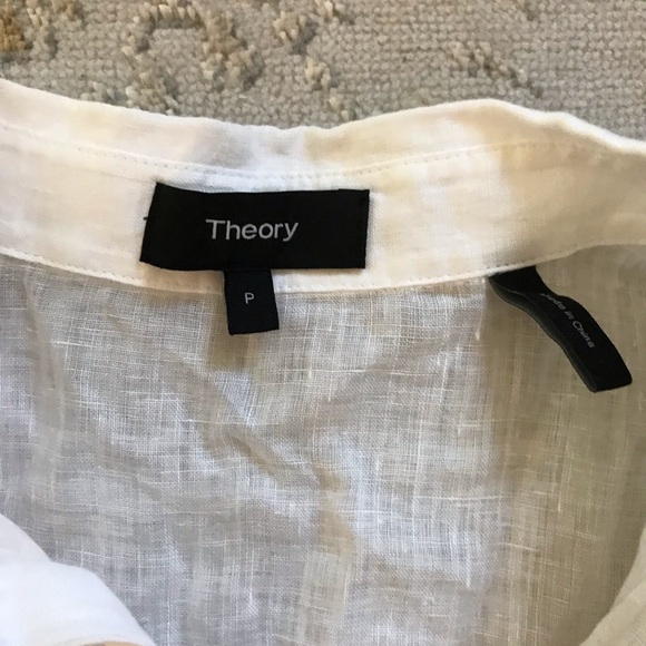 Theory “Zallane” White Tie-Front Soft Linen Top - Picture 2 of 4